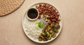 Tokyo - teriyaki-glazed ground turkey over jasmine rice with charred Brussels sprouts