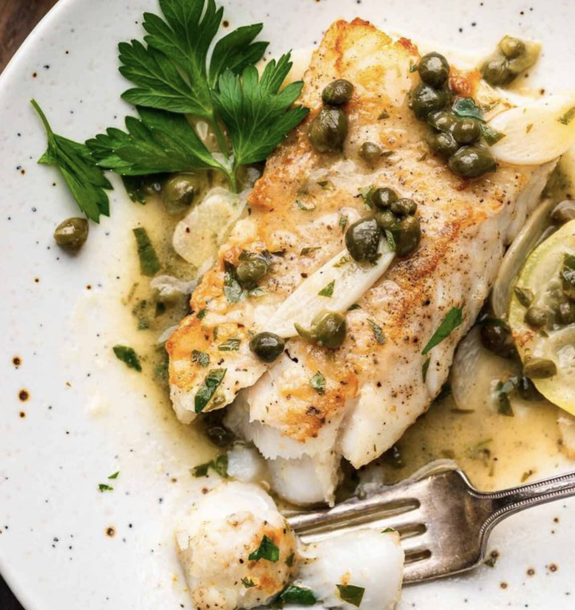 Baked Cod with Lemon Caper Sauce