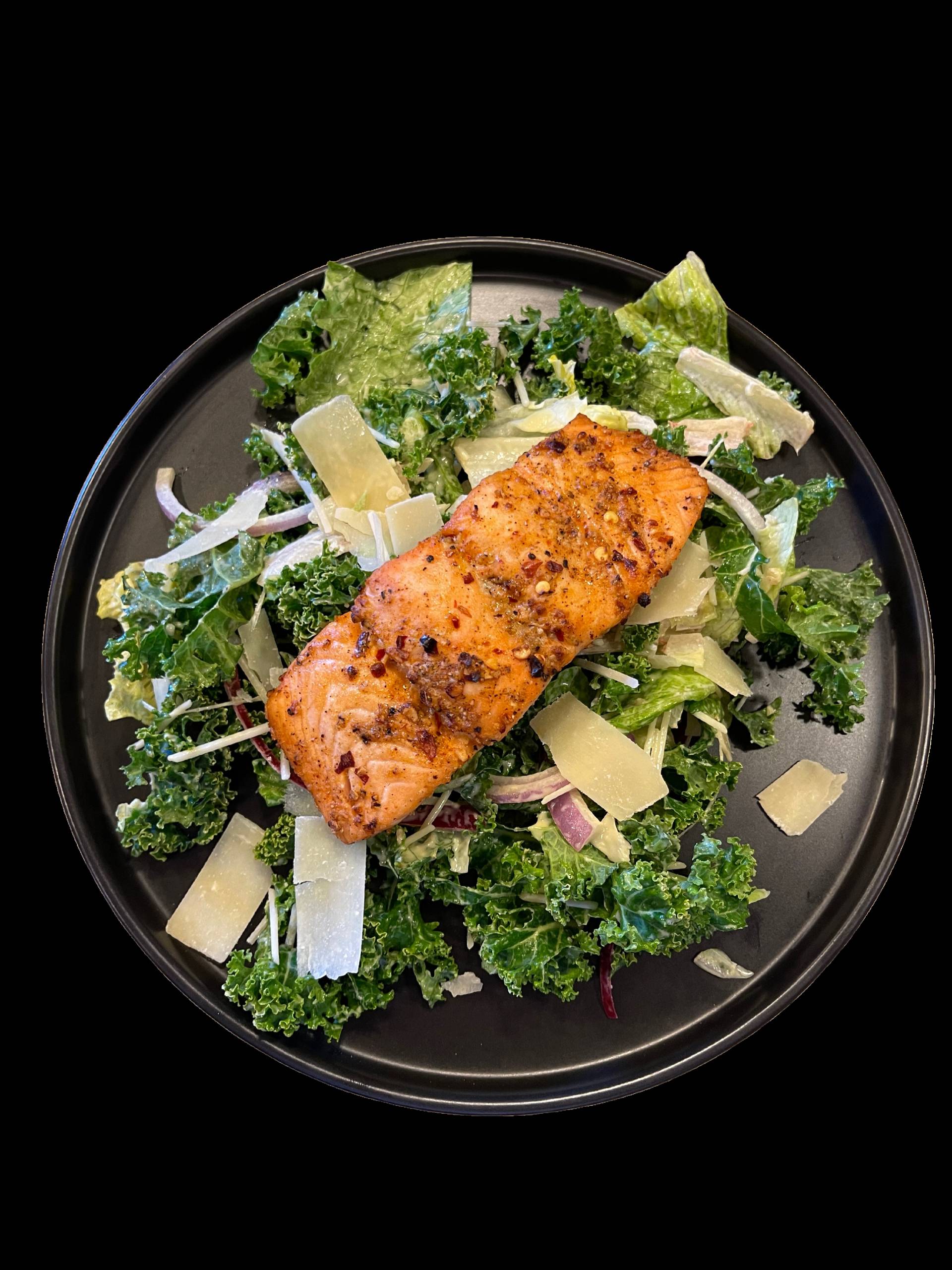 Organic Kale Crunch Caesar Salad (Salmon)