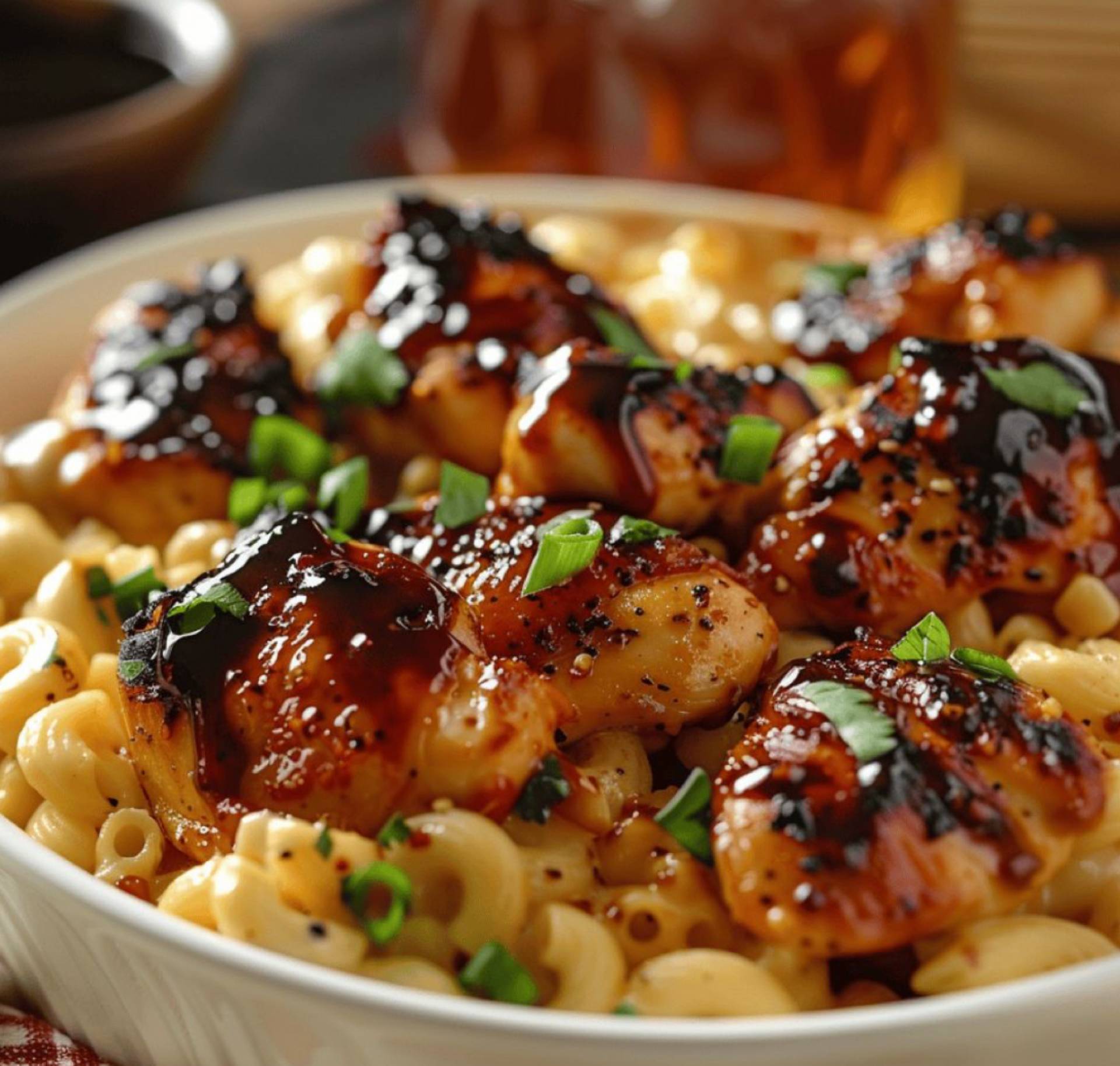 Smoky Honey BBQ Chicken Mac & Cheese Bowl