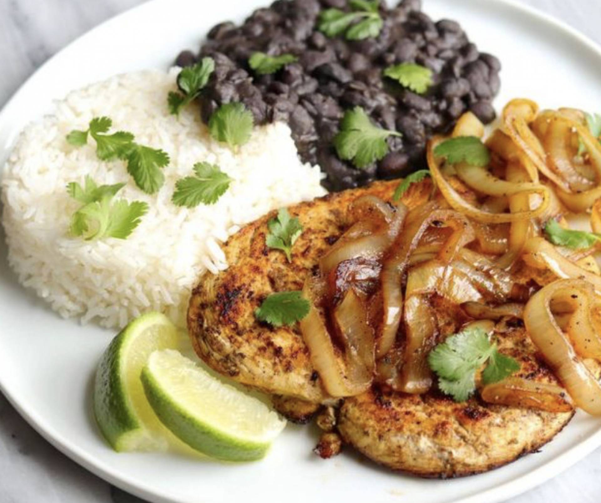 Cuban Mojo Chicken with Grilled Onions