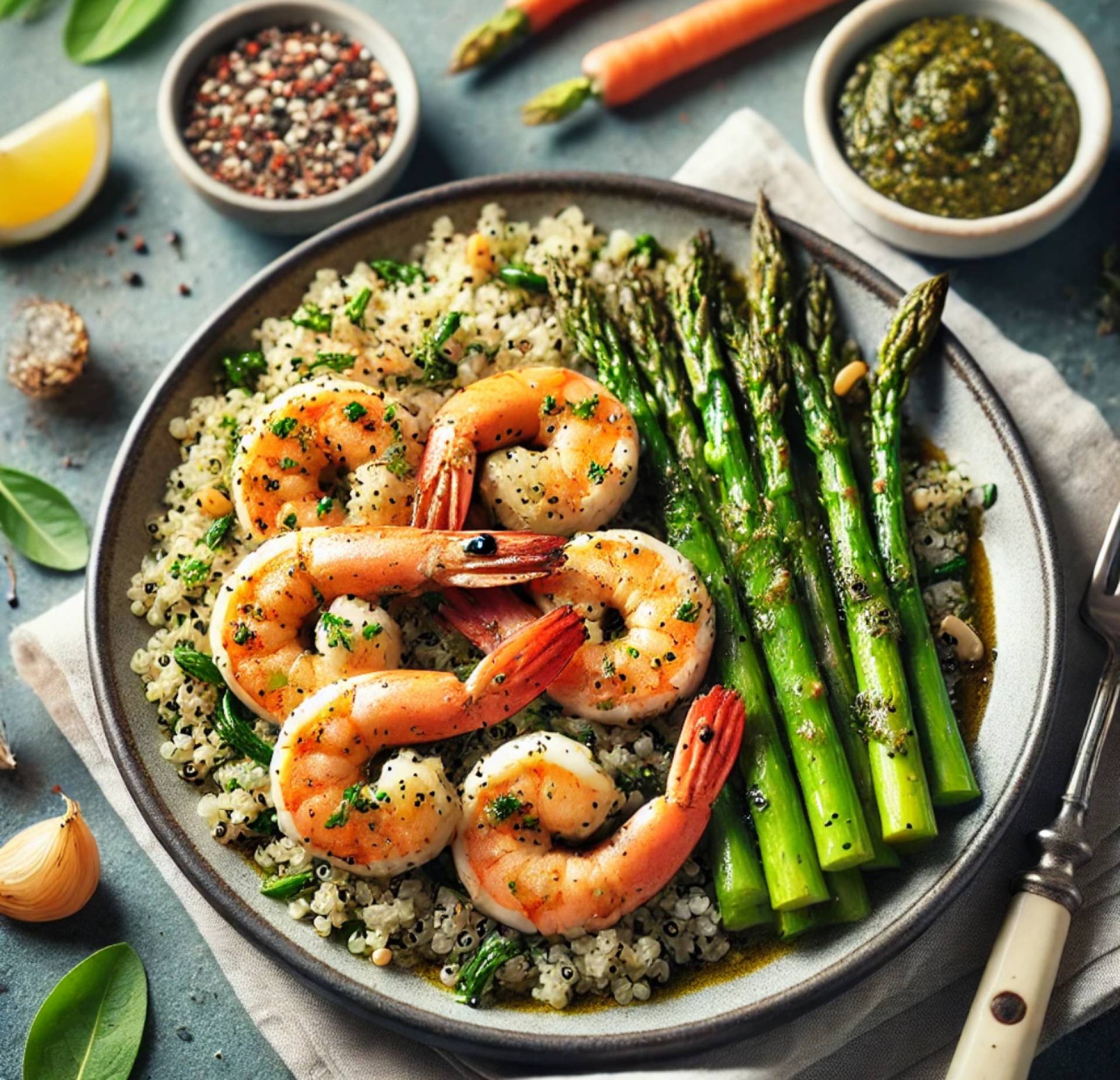 Savory Herb Shrimp, Quinoa & Asparagus